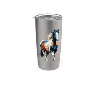 Polygon Art Cheval Pinto Équitation Équestre Gobelet isotherme en acier inoxydable double paroi