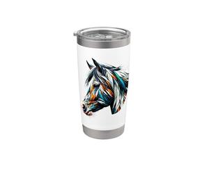 Polygon Art Cheval Pinto Équitation Équestre Gobelet isotherme en acier inoxydable double paroi