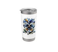 Polygon Art Fleurs de Pensée Gobelet isotherme en acier inoxydable double paroi