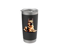 Polygon Art German Shepherd GSD Gobelet isotherme en acier inoxydable double paroi