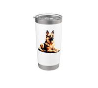 Polygon Art German Shepherd GSD Gobelet isotherme en acier inoxydable double paroi