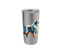 Polygon Art Great Pyrenees Pyrenean Mountain Dog Pyr Gobelet isotherme en acier inoxydable double paroi