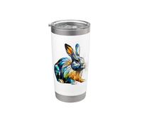 Polygon Art Lapin Lapinou Lapinous Lapins Gobelet isotherme en acier inoxydable double paroi