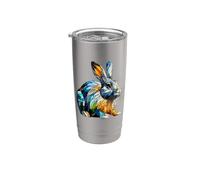 Polygon Art Lapin Lapinou Lapinous Lapins Gobelet isotherme en acier inoxydable double paroi