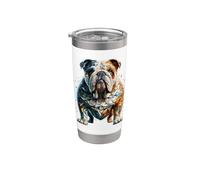Polygon Art Old English Bulldog Bully Bulldogs Gobelet isotherme en acier inoxydable double paroi