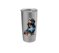 Polygon Art Petit Basset Griffon Vendéen PBGV Gobelet isotherme en acier inoxydable double paroi