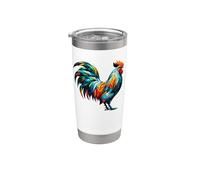 Polygon Art Poules de ferme Coq Poule Volaille Poulet Gobelet isotherme en acier inoxydable double paroi