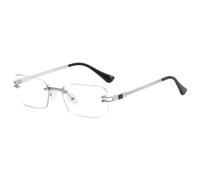 Polygon Rimless Sunglasses Men Vintage Gold Black Lens Sun Glasses for Women Rectangle UV400(C06 Silver Clear)