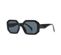 Polygon Square Sunglasses Men Women Gradient Gray Shades UV400 Retro Men Sun Glasses(C1 Black Black)