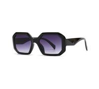 Polygon Square Sunglasses Men Women Gradient Gray Shades UV400 Retro Men Sun Glasses(C6 Black Gray)