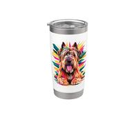 Polygonal Abstract Art Briard Briards Berger de Brie Dog Gobelet isotherme en acier inoxydable double paroi