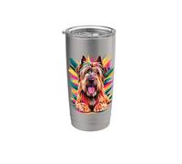 Polygonal Abstract Art Briard Briards Berger de Brie Dog Gobelet isotherme en acier inoxydable double paroi
