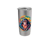 Polygonal Abstract Art Chimpanzé Chimpanzés Gobelet isotherme en acier inoxydable double paroi