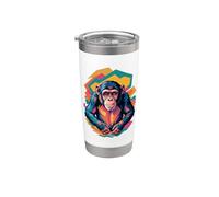 Polygonal Abstract Art Chimpanzé Chimpanzés Gobelet isotherme en acier inoxydable double paroi