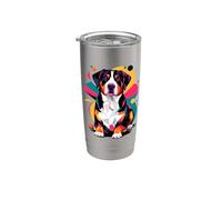 Polygonal Abstract Art Entlebucher Mountain Dog Gobelet isotherme en acier inoxydable double paroi