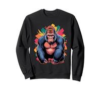 Polygonal Abstract Art Gorille Dos Argenté Gorilles Sweatshirt
