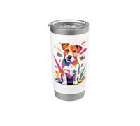 Polygonal Abstract Art Jack Russell Terrier Gobelet isotherme en acier inoxydable double paroi