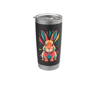 Polygonal Abstract Art Lapin Lapinou Lapinous Lapins Gobelet isotherme en acier inoxydable double paroi