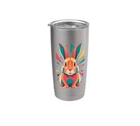 Polygonal Abstract Art Lapin Lapinou Lapinous Lapins Gobelet isotherme en acier inoxydable double paroi