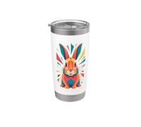Polygonal Abstract Art Lapin Lapinou Lapinous Lapins Gobelet isotherme en acier inoxydable double paroi