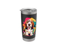 Polygonal Abstract Art Petit Basset Griffon Vendéen PBGV Gobelet isotherme en acier inoxydable double paroi