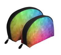 Polygonal Multicolore constitué de Triangles Arc-en-Ciel, Trousse de Maquillage Coquille Femme Petit Porte-Monnaie Trousse de Toilette Trousse à cosmétiques 2 pièces