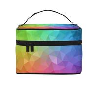 Polygonal Multicolore constitué de Triangles Arc-en-Ciel, Trousse de Maquillage Trousse à cosmétiques Trousse de Toilette de Voyage Portable Trousse à Crayons