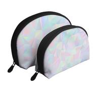 Polygonale holographique irisée Abstraite, Trousse de Maquillage Coquille Femme Petit Porte-Monnaie Trousse de Toilette Trousse à cosmétiques 2 pièces