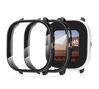 Polyjoy Lot de 2 films protecteurs d'écran compatibles avec montre intelligente Verizon Gizmo Disney Edition pour enfants, coque rigide en polycarbonate avec verre trempé - Noir x 2