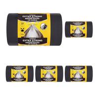 Polylina - Sacs poubelle extra solides, 75 litres, 20 sacs noirs en plastique de qualité supérieure avec poignées à nouer, pour usage quotidien intérieur et extérieur (Lot de 5)