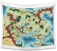 POLYMORPH PRINTS Greyhawk Tapisserie murale d'intérieur Flanaess Advanced Donjons et Dragons Décoration murale d'intérieur | AD&D (101,6 x 86,4 cm)