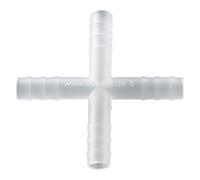 Polypropylène Cylindrique Quatre-Voie Connecteur pour 5-7 mm Diamètre Tuyaux, Lot de 10