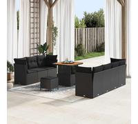 Polyrotin résistant aux UV Moderne 10 pièces Noir | Ensemble de canapé de jardin 10 pcs Noir Polyrotin, Salon de terrasse modulaire avec table réglable, Résistant aux