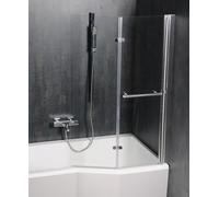 Polysan Odessa paroi de baignoire 97 cm deux pièces argenté brillant/verre transparent 37127