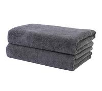 Polyte - 2 Serviettes en Microfibres - séchage des Cheveux - qualité Professionnelle/Salon de Coiffure - sèche Rapidement/ne Peluche Pas - Gris foncé - 50 x 101 cm