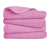 Polyte - 430 GSM 4 Serviettes de Bain en Microfibres - pour Les Mains - sèche Rapidement/ne Peluche Pas - Tissu alvéolé - 40 x 76 cm