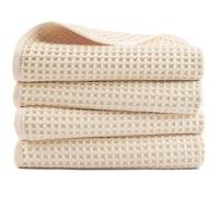 Polyte - 430 GSM 4 Serviettes de Bain en Microfibres - pour Les Mains - sèche Rapidement/ne Peluche Pas - Tissu alvéolé - 40 x 76 cm