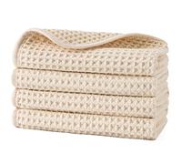 Polyte - 430 GSM 4 Serviettes pour Le Visage - en Microfibres - ne Peluche Pas - Tissu alvéolé - 33 x 33 cm