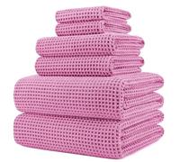 Polyte - 430 GSM 6 Serviettes de Bain en Microfibres - sèche Rapidement/ne Peluche Pas - Tissu alvéolé - Assortiment de différentes tailles/152 x 76,2 cm