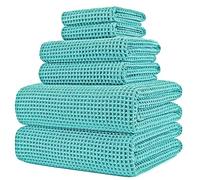 Polyte - 430 GSM 6 Serviettes de Bain en Microfibres - sèche Rapidement/ne Peluche Pas - Tissu alvéolé - Assortiment de différentes tailles/152 x 76,2 cm