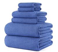 Polyte - 430 GSM 6 Serviettes de Bain en Microfibres - sèche Rapidement/ne Peluche Pas - Tissu alvéolé - Assortiment de différentes tailles/152 x 76,2 cm
