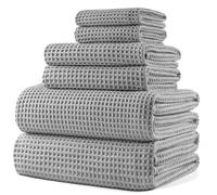 Polyte - 430 GSM 6 Serviettes de Bain en Microfibres - sèche Rapidement/ne Peluche Pas - Tissu alvéolé - Assortiment de différentes tailles/152 x 76,2 cm