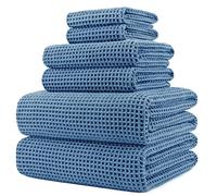 Polyte - 430 GSM 6 Serviettes de Bain en Microfibres - sèche Rapidement/ne Peluche Pas - Tissu alvéolé - Assortiment de différentes tailles/152 x 76,2 cm