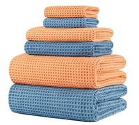 Polyte - 430 GSM 6 Serviettes de Bain en Microfibres - sèche Rapidement/ne Peluche Pas - Tissu alvéolé - Assortiment de différentes tailles/152 x 76,2 cm