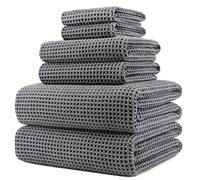 Polyte - 430 GSM 6 Serviettes de Bain en Microfibres - sèche Rapidement/ne Peluche Pas - Tissu alvéolé - Assortiment de différentes tailles/152 x 76,2 cm