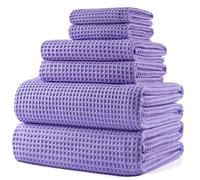 Polyte - 430 GSM 6 Serviettes de Bain en Microfibres - sèche Rapidement/ne Peluche Pas - Tissu alvéolé - Assortiment de différentes tailles/152 x 76,2 cm