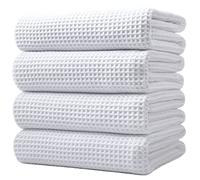 Polyte - 430 GSM Lot de 4 Serviettes de Bain en Microfibres - sèche Rapidement/ne Peluche Pas - Tissu alvéolé - 152,4 x 76,2 cm