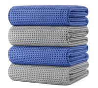 Polyte - 430 GSM Lot de 4 Serviettes de Bain en Microfibres - sèche Rapidement/ne Peluche Pas - Tissu alvéolé - 152,4 x 76,2 cm