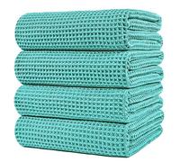 Polyte - 430 GSM Lot de 4 Serviettes de Bain en Microfibres - sèche Rapidement/ne Peluche Pas - Tissu alvéolé - 152,4 x 76,2 cm