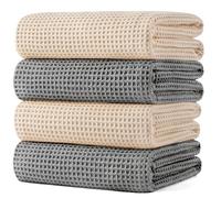 Polyte - 430 GSM Lot de 4 Serviettes de Bain en Microfibres - sèche Rapidement/ne Peluche Pas - Tissu alvéolé - 152,4 x 76,2 cm